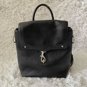 Rebecca Minkoff Jody Black Leather Convertible Backpack with Silver Hardware